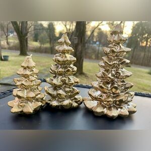 Vintage 1994 Gold Decorative Christmas Candles, Holiday Decor